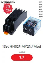 10Set MY2P HH52P MY2NJ 12V 24V DC / 110V 220V AC coil general purpose DPDT micro mini relay with socket base