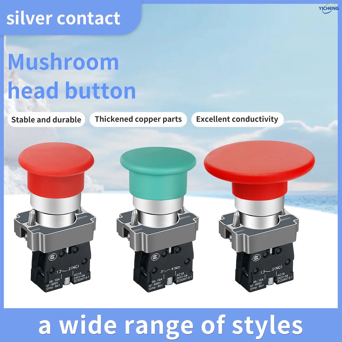 10Pcs 22mm Spring Return Push Button Switch,for Home or Industrial Equipment, Operating Rooms, Distribution Boxes.