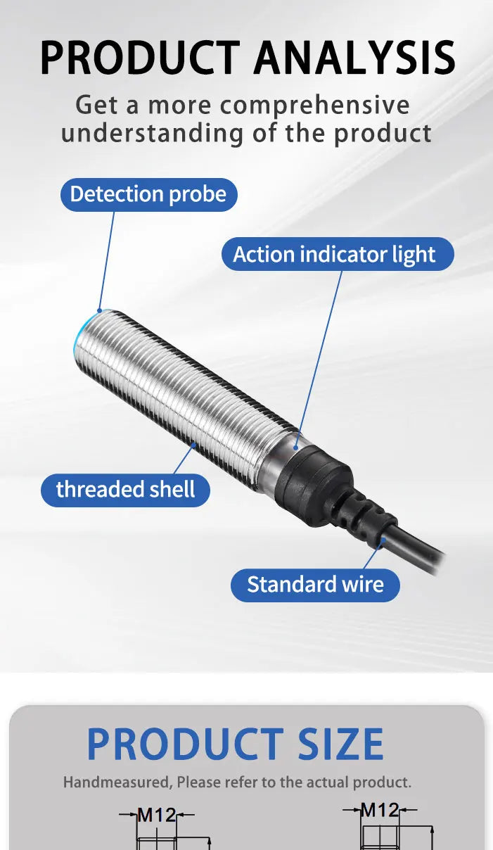 BXUAN M12 Inductive Proximity Switch Sensor Flush DC 10-30V AC90-250V NPN PNP NO NC output