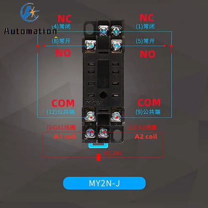 10pcs MY2P HH52P MY2NJ 12V 24V DC / 110V 220V AC coil general purpose DPDT micro mini relay with socket base