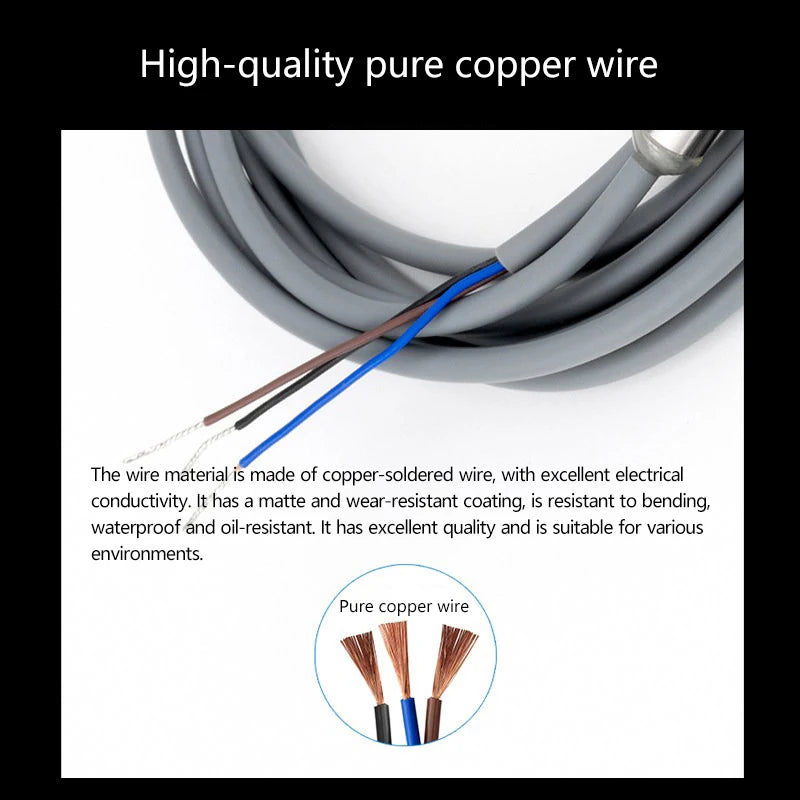 M18 all-metal sensing surface proximity switch sensor three-wire 24V stainless steel integrated pipe piece NPN open type PNP