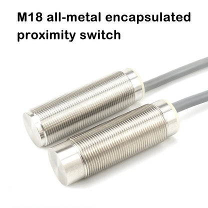 M18 all-metal sensing surface proximity switch sensor three-wire 24V stainless steel integrated pipe piece NPN open type PNP