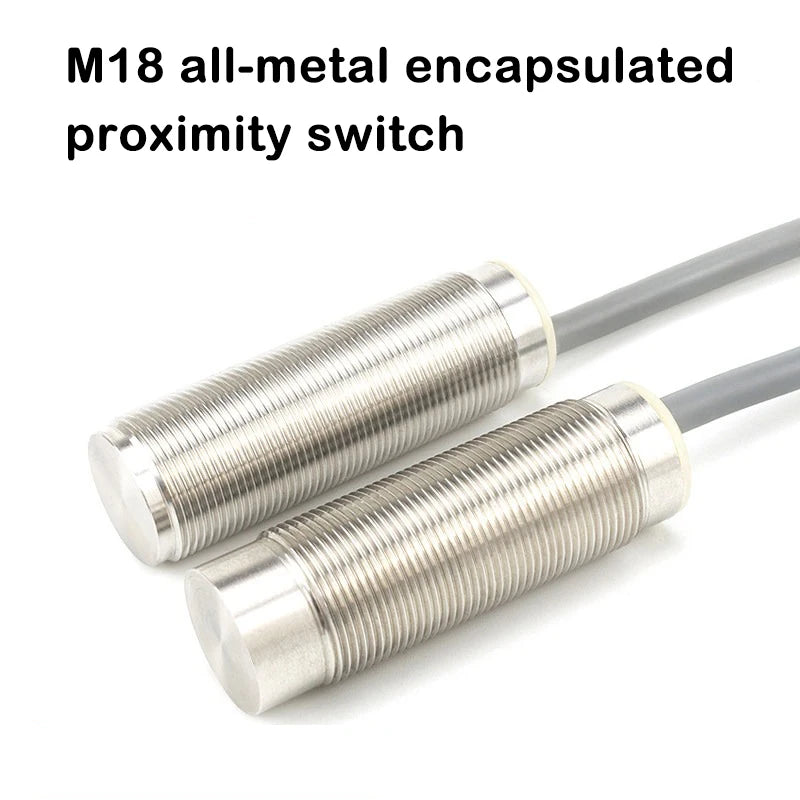 M18 all-metal sensing surface proximity switch sensor three-wire 24V stainless steel integrated pipe piece NPN open type PNP