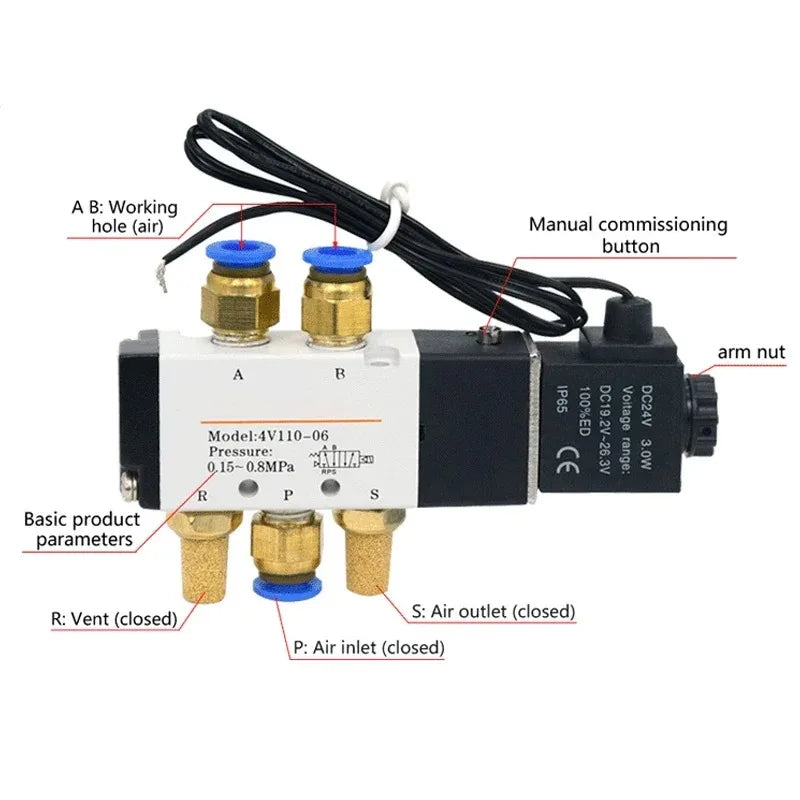 Pneumatic Solenoid Valve 4V110-06 Manifold Stations Multi-way Combination DC12V 24V AC220V 5 port 2 position Solenoid Valves