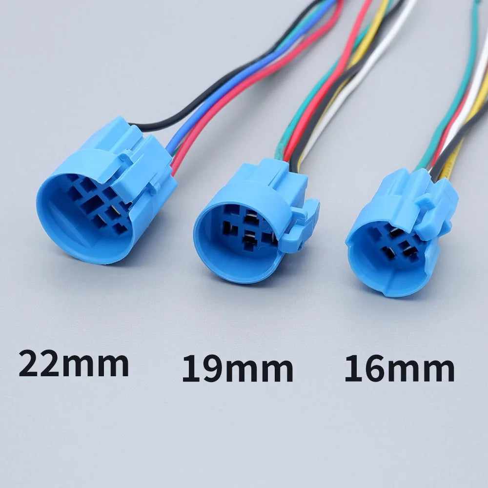 20pcs Metal Push Switch LED Light 16mm 19mm 22mm Momentary Latching With Socket Waterproof Button Car Start Switch 5V 12V 220V
