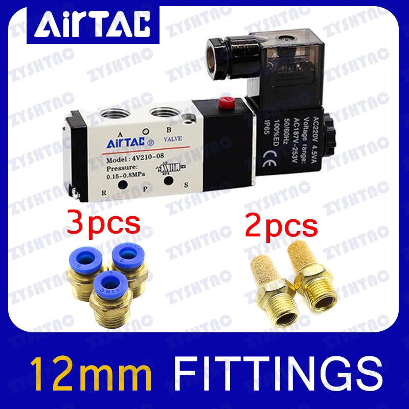 4v210-08 Original AirTac Brand Pneumatic Electric Solenoid Valve Directional Control Air Magnetic Valve DC 12V 24V 220V 4v210