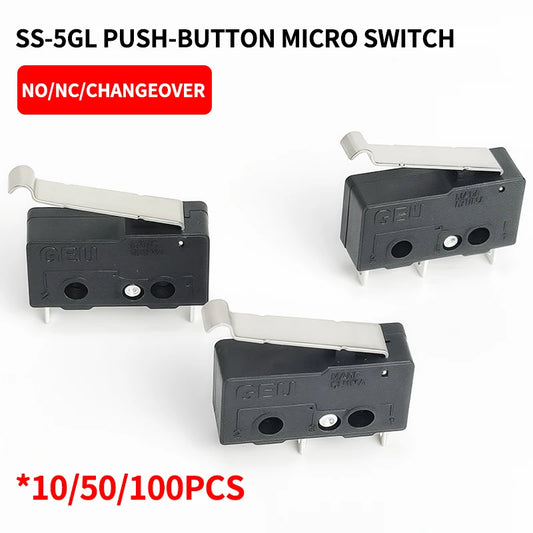 10/50/100PCS SS-5Gl NO/NC/Changeover  Subminiature Micro Switch, 2-Terminal  Pre-Wired 3-Terminal Micro Limit Switch