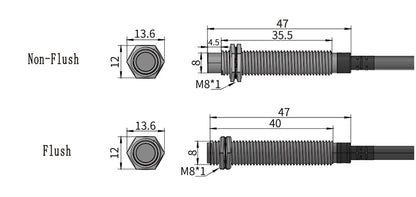 GTRIC Long Distance Proximity Sensor M8 10-30V NPN PNP NO NC Flush Non-Flush Sensing Range 2mm 4mm Inductive Switch