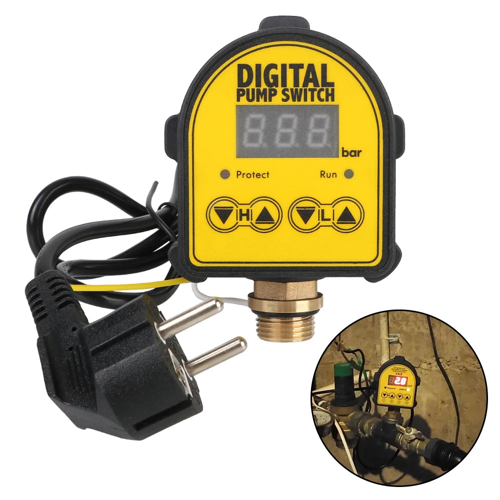 For Water Pump On/OFF 220V Digital Automatic Air Pump Pressure Controller Switch 0-10 Bar 1/2'' interface Water Oil Compressor