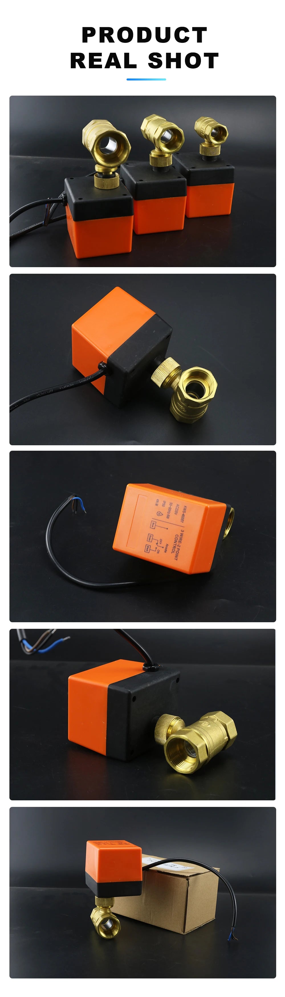 Válvula de Bola Motorizada de Latón 2 Vías 1/2"-1" (DN15/DN20/DN25), 3 Hilos, 12VDC/220VAC