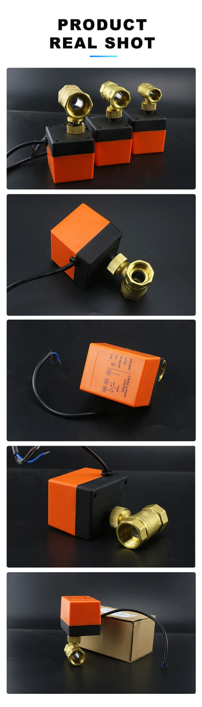 Válvula de Bola Motorizada de Latón 2 Vías 1/2"-1" (DN15/DN20/DN25), 3 Hilos, 12VDC/220VAC