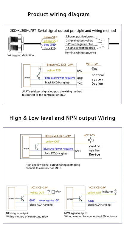 XKC-KL200 Laser Ranging Distance Sensor Human Proximity Diffuse Reflection Photoelectric Motion Sensor