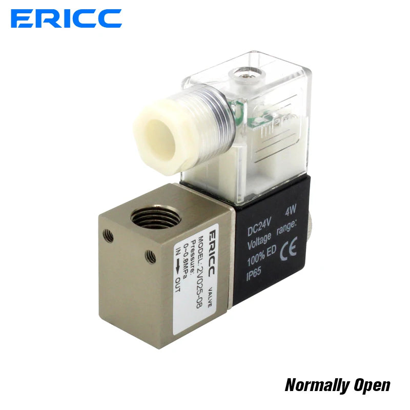 2V025-08 Normally Open 12V 24V 220V 1/4" BSP 2 Way 2 Position Air Solenoid Valve 2V025-08 Pneumatic Control Valve