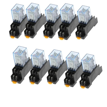 10pcs MY2P HH52P MY2NJ 12V 24V DC / 110V 220V AC coil general purpose DPDT micro mini relay with socket base