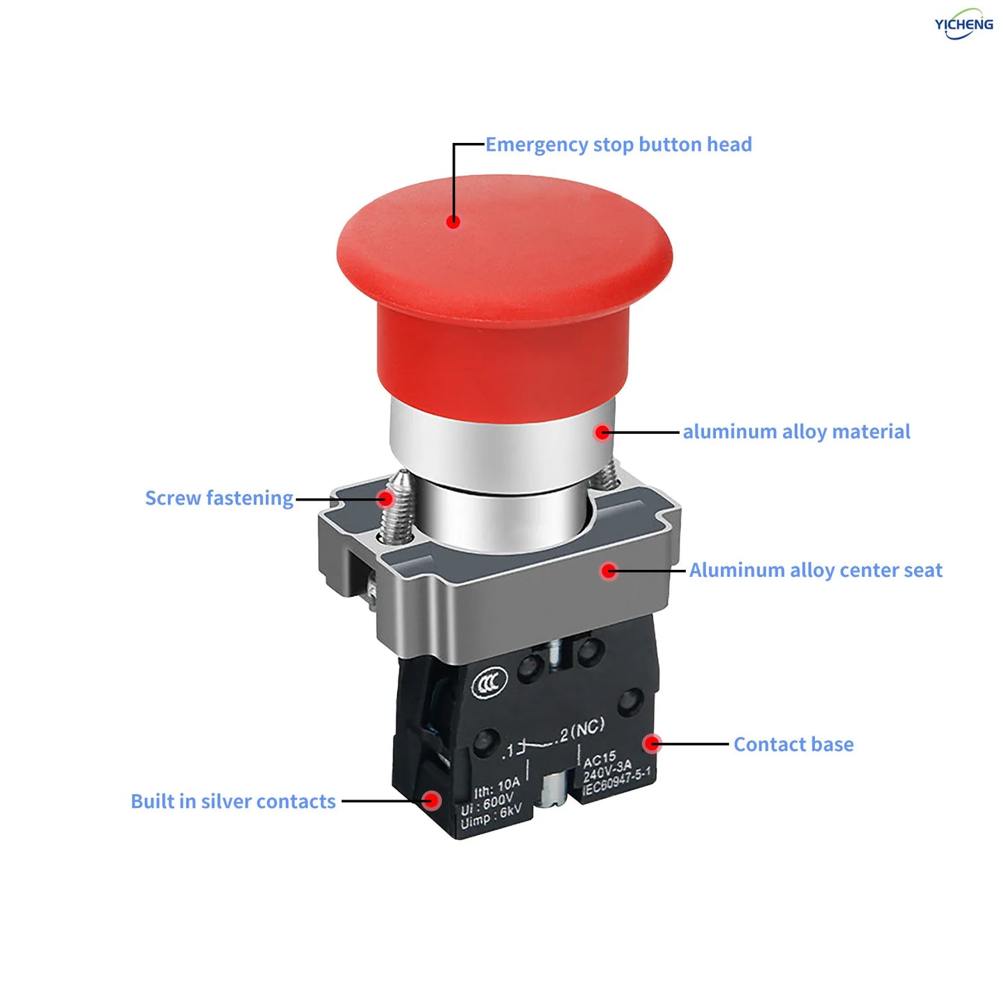 10Pcs 22mm Spring Return Push Button Switch,for Home or Industrial Equipment, Operating Rooms, Distribution Boxes.