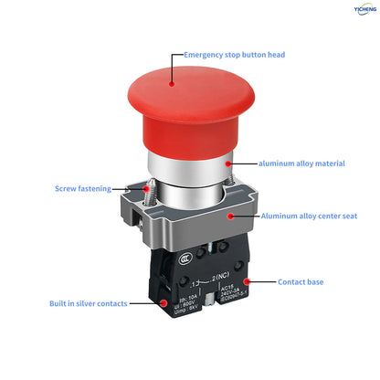 10Pcs 22mm Spring Return Push Button Switch,for Home or Industrial Equipment, Operating Rooms, Distribution Boxes.