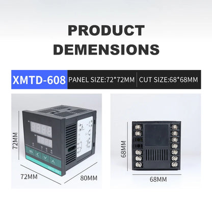 XMTD-608 PID Time Temperature Controller 1300℃ Digital Display Thermoregulator Thermostat 85-265vac with 0-9999min Timer Control