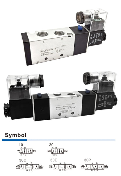 4V Series Pneumatic Valve 5/2 5/3  Valves Controller 4V210-08 4V220-08 4V330C-10 Air Electromagnetic AC220V DC24V DC12V Solenoid