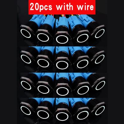 20pcs 16mm 19mm 22mm Metal Push Button Switch LED Ring Power Light Momentary Latching Waterproof  5V 12V 24V 220V Black 1NO1NO