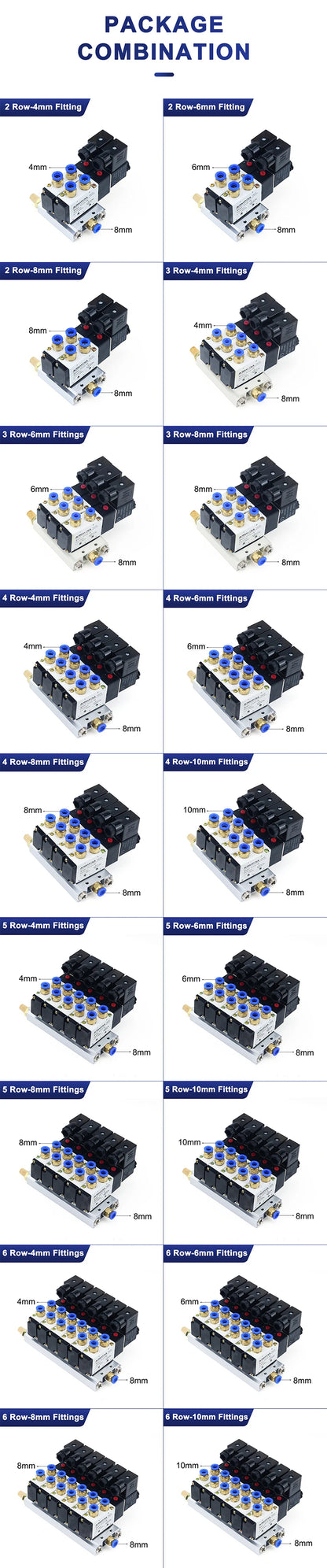 Solenoid Valve Multi-way Combination 4V210-08 Manifold Stations DC12V 24V AC220V With Fittings 5 port 2 position Solenoid Valves