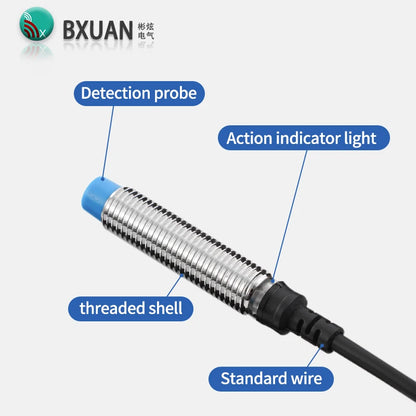 M8 Inductive Proximity Switch Sensor Flush Mount DC 10-30V AC90-250V NPN PNP NO NC Output for Industrial Automation