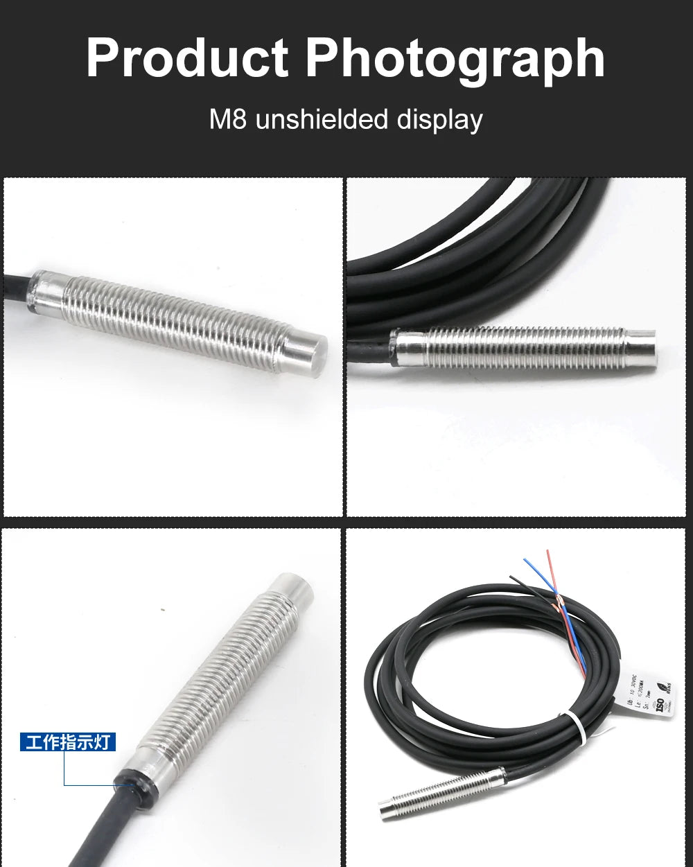 Cloweit M8/M12 All Metal Encapsulated Proximity Switch Sensor Inductive Three Wire NPN Normally Open