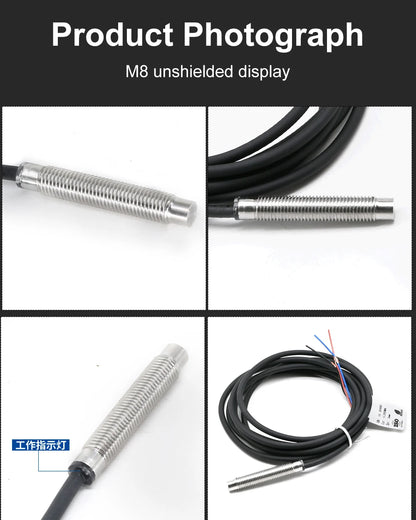 Cloweit M8/M12 All Metal Encapsulated Proximity Switch Sensor Inductive Three Wire NPN Normally Open