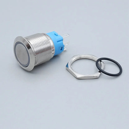 20pcs Metal Push Switch LED Light 16mm 19mm 22mm Momentary Latching With Socket Waterproof Button Car Start Switch 5V 12V 220V