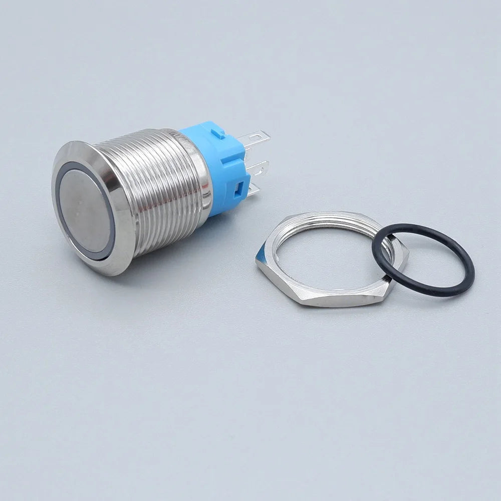 20pcs Metal Push Switch LED Light 16mm 19mm 22mm Momentary Latching With Socket Waterproof Button Car Start Switch 5V 12V 220V