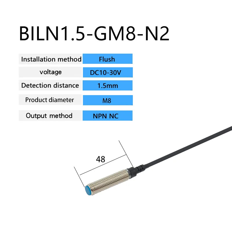 M8 Inductive Proximity Switch Sensor Flush Mount DC 10-30V AC90-250V NPN PNP NO NC Output for Industrial Automation