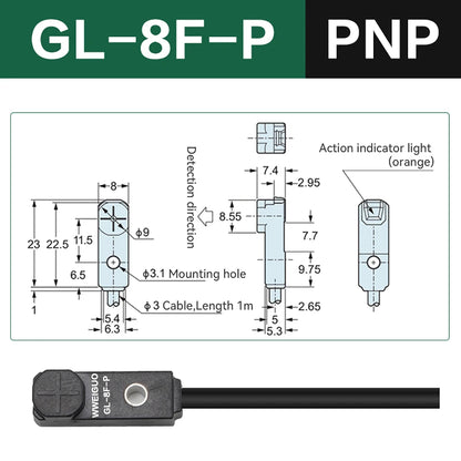 npn Miniature Proximity Switch GL-8H GL-8F GL-12H GL-12F Inductive Proximity Sensor Top sensing detection distance 2.5–4 mm