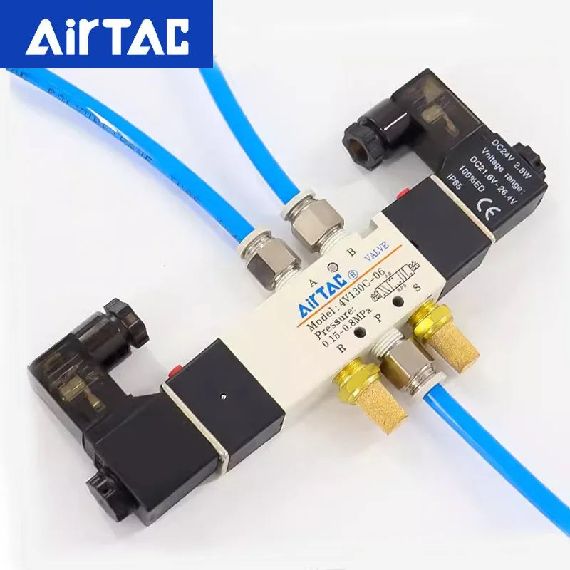 AirTAC 4V120-06 4V220-08 4V320-10 4v420-15 Solenoid Valve Air Valve Two Position Five Way Reversing Valve 12V 24V 110V 220V