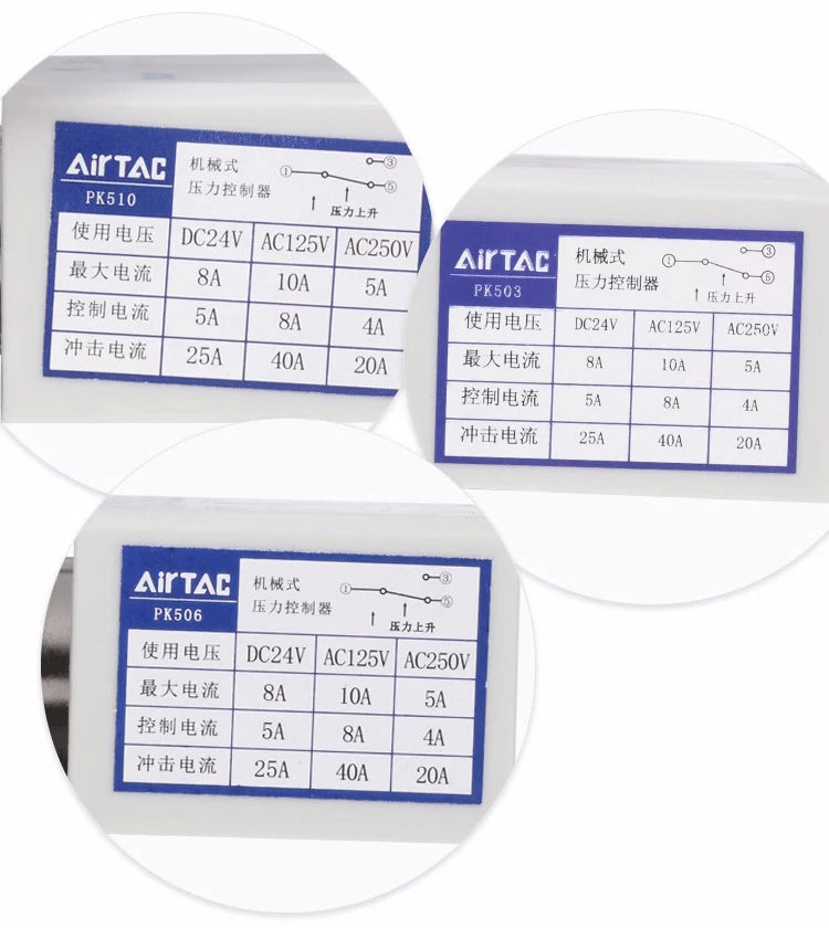 Presostato Controlador de Presión PK503 / PK506 / PK510 (opción con conector de manguera)