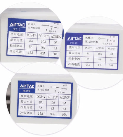 Presostato Controlador de Presión PK503 / PK506 / PK510 (opción con conector de manguera)