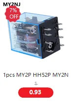 10Set MY2P HH52P MY2NJ 12V 24V DC / 110V 220V AC coil general purpose DPDT micro mini relay with socket base