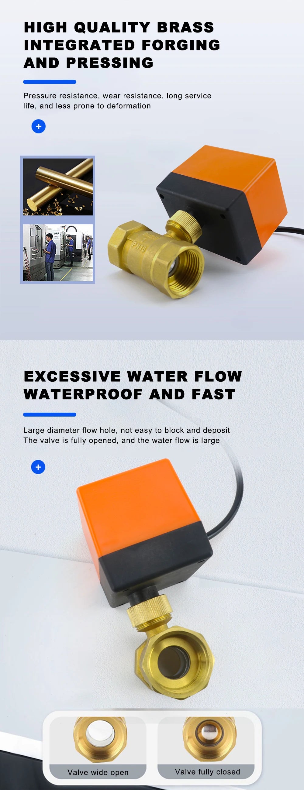 1/2" 3/4" 1" Brass 2-way Motorized Ball Valve DN15/DN20/DN25 Three-Wire two-control Electric Solenoid Valve 220V AC 12V DC