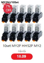 10Set MY2P HH52P MY2NJ 12V 24V DC / 110V 220V AC coil general purpose DPDT micro mini relay with socket base