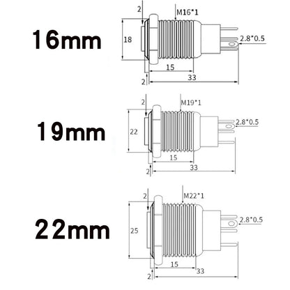 10pcs 16mm 19mm 22mm Metal Push Button Switch with Fixed PC Power Supply Switches Car Engine Momentary Latching LED 5v 12v 220v
