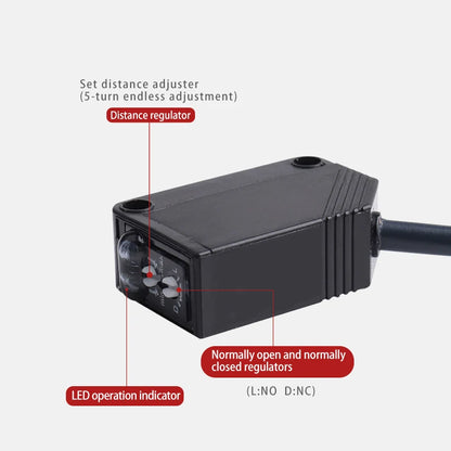 BXUAN E3Z infrared diffuse reflection photoelectric switch sensor NPN PNP NO+NC Sn: 10cm-30cm lens reflection optical sensor