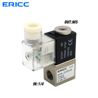 2V025-08 Normally Open 12V 24V 220V 1/4" BSP 2 Way 2 Position Air Solenoid Valve 2V025-08 Pneumatic Control Valve