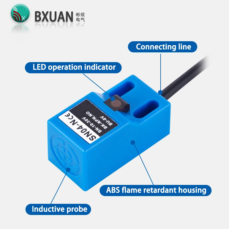 BXUAN SN04 Square Inductive Proximity Switch NPN NO PNP NO 4mm Inductive Sensor