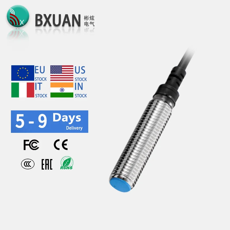 M8 Inductive Proximity Switch Sensor Flush Mount DC 10-30V AC90-250V NPN PNP NO NC Output for Industrial Automation