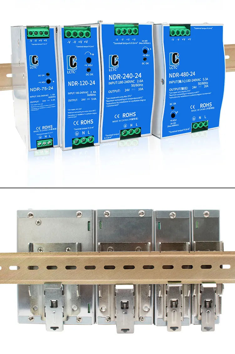 LCTC Switching Power Supply NDR-75W 120W 240W 480W Industrial DIN Rail 12V 24V 48V AC/DC Single Output Power Transformer
