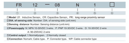 GTRIC Long Distance Inductive Sensor Metal Proximity Switch M12 NPN PNP NO NC 10-30V DC Flush Non-Flush Sensing Range 4mm 8mm