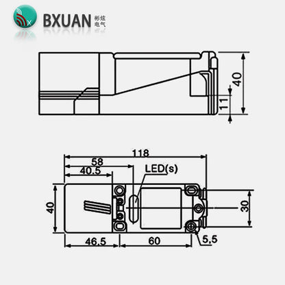 BXUAN Square inductive sensor with a detection distance of 20mm, three wire four wire output NPN PNP AC NO NC