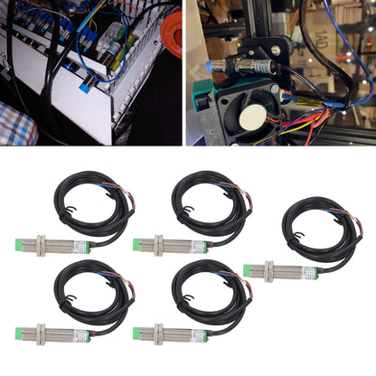 5 Pcs Inductive Proximity Sensor M12 Approach Sensor NPN NC IP65 Waterproof Inductive Proximity Switch 6-36VDC