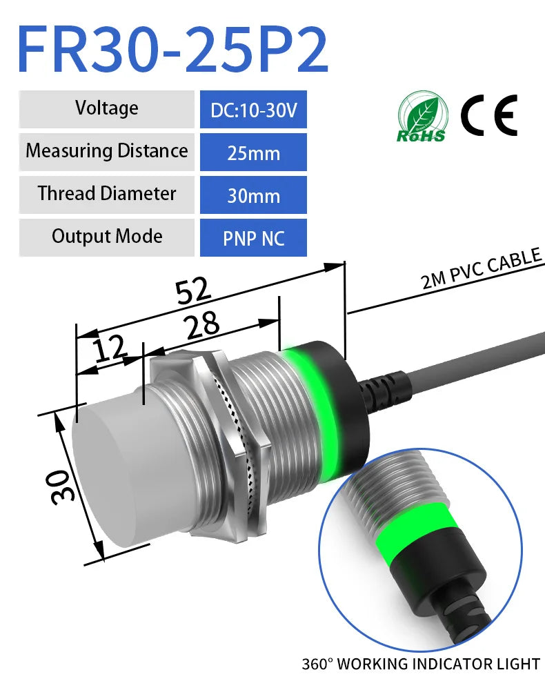 GTRIC M30 Long Distance Proximity Sensors 12-24V DC NPN PNP Sensing Range 20mm 25mm 40mm Industrial Non-contact Inductive Switch
