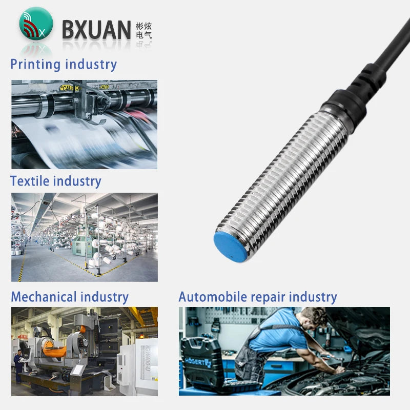 M8 Inductive Proximity Switch Sensor Flush Mount DC 10-30V AC90-250V NPN PNP NO NC Output for Industrial Automation