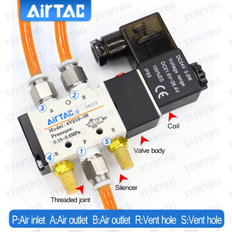 4v210-08 Original AirTac Brand Pneumatic Electric Solenoid Valve Directional Control Air Magnetic Valve DC 12V 24V 220V 4v210