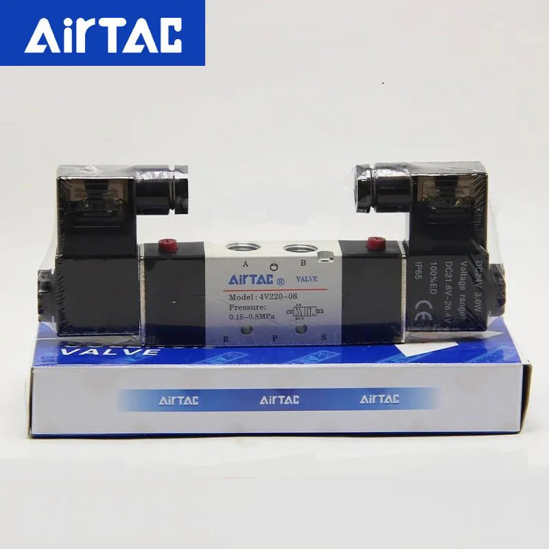 AirTAC 4V120-06 4V220-08 4V320-10 4v420-15 Solenoid Valve Air Valve Two Position Five Way Reversing Valve 12V 24V 110V 220V
